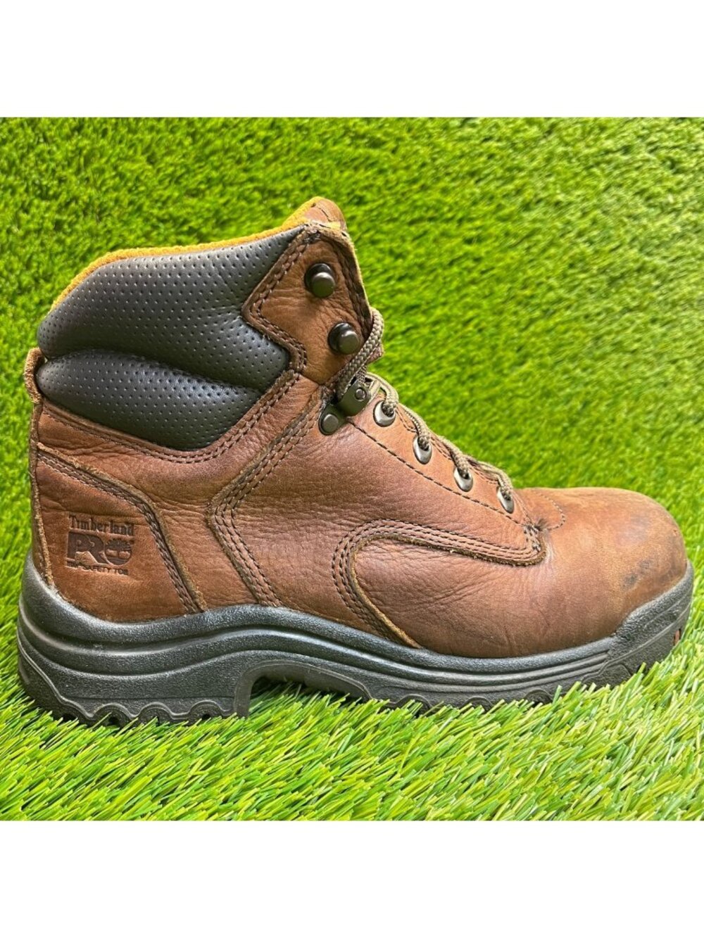 Timberland PRO TiTAN 6" Womens Size 10 Brown Leather Alloy Toe Safety Work Boots